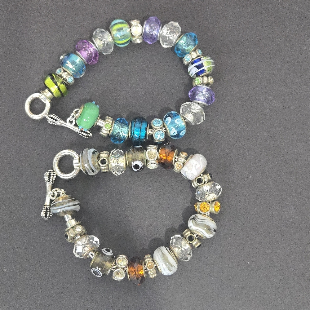 2 glass bead toggle bracelets